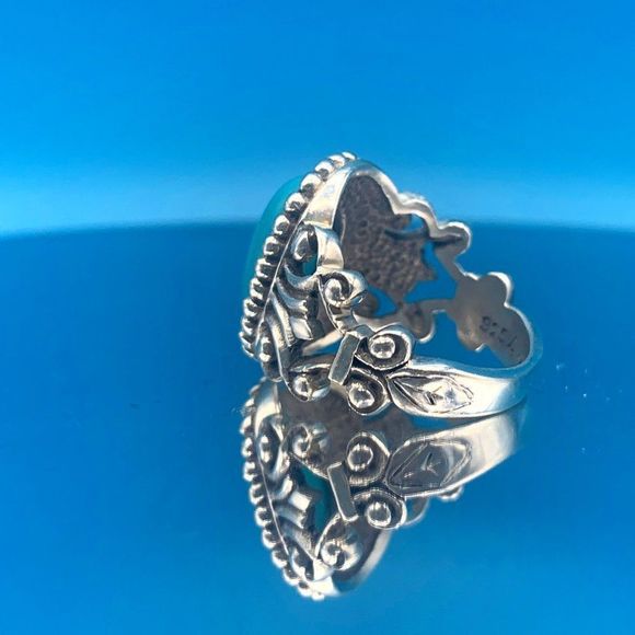 Western Turquoise Sterling Silver Vintage Ring - Picture 7 of 11